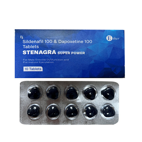 藍鑽超級威而鋼威鋼雙效片Stenagra super power Sildenafil 100 & Dapoxetine 100 Tablets 10粒/盒台灣現貨正品