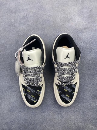 高端定制Nike aj 1 Low “巴黎世家聯名---米白灰”高端定制 低幫休閑板鞋
