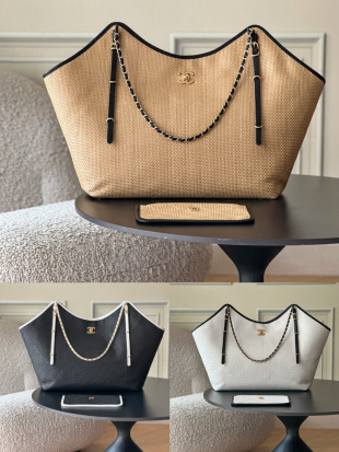 Maxi Hobo bag權誌龍同款Tote 購物袋  草編材料搭配牛皮 