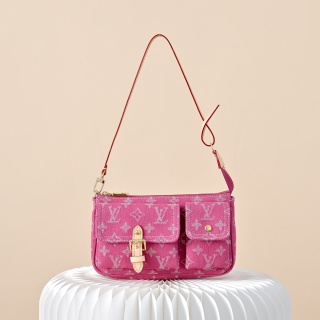 【 Pochette Accessories Cargo 單肩 手袋】M27602 藍色鱷牛仔